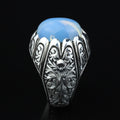 925 Sterling Silver Moonstone Ring for Men Natural Rainbow Moonstone Vintage Style