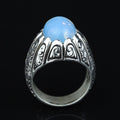 925 Sterling Silver Moonstone Ring for Men Natural Rainbow Moonstone Vintage Style