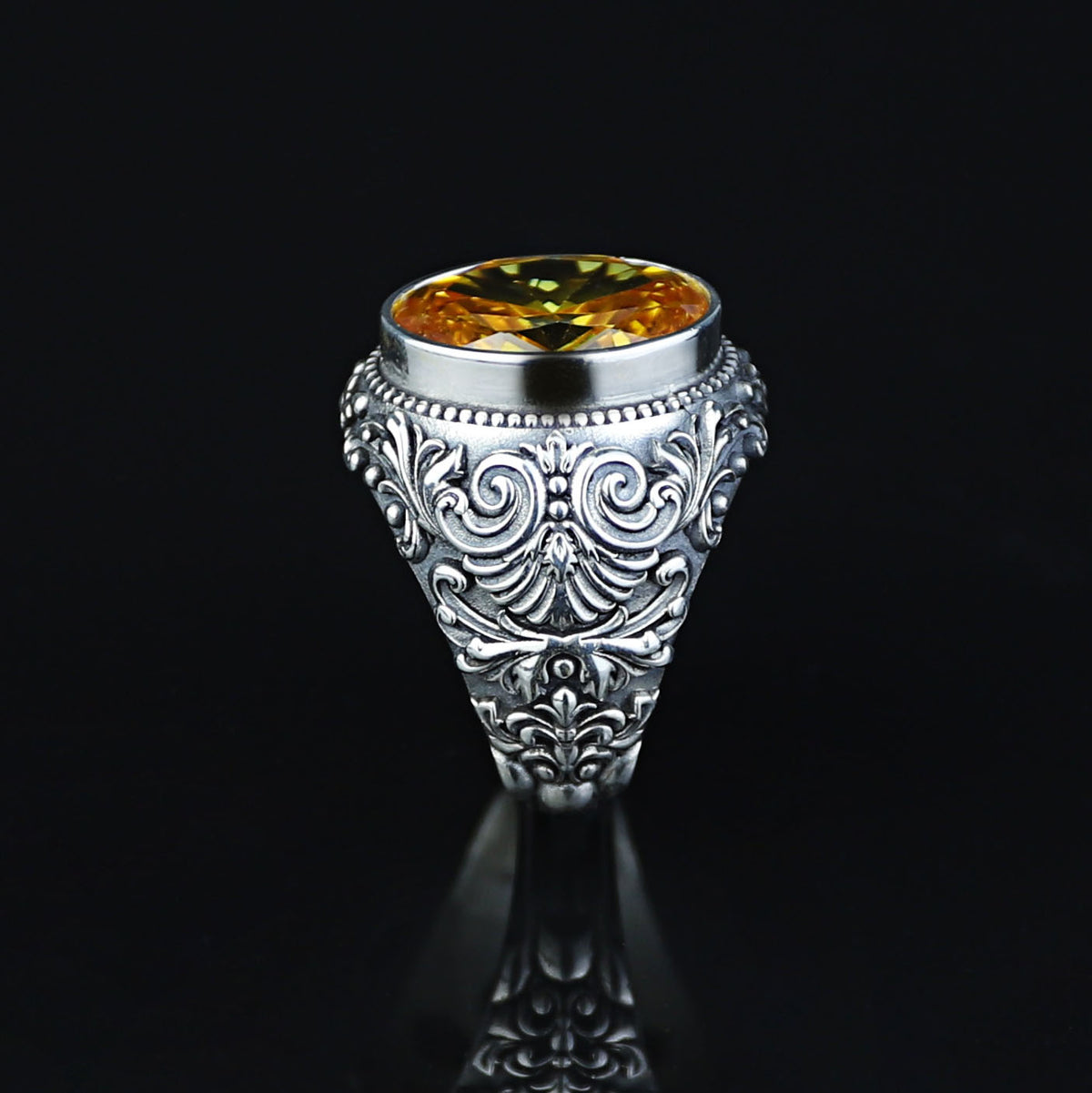 925 Sterling Silver Handmade Oval Citrine Gemstone Ring