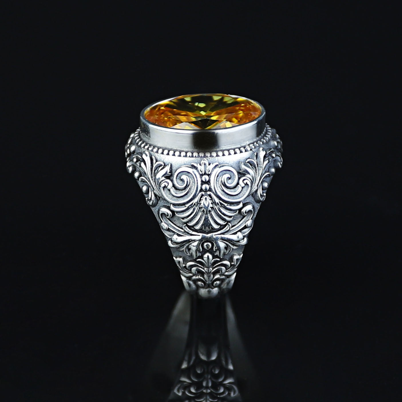 925 Sterling Silver Handmade Oval Citrine Gemstone Ring