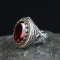 Men 925 Silver Ruby Stone Ring, Vintage Silver Red Gemstone Ruby Ring, Dark Stone Ruby Ring, Father Day Gift, Gift For Men