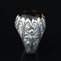 Silver Sultanite Ring for Men – Vintage Engraved Signet Style