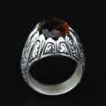 Silver Sultanite Ring for Men – Vintage Engraved Signet Style