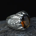 Silver Sultanite Ring for Men – Vintage Engraved Signet Style