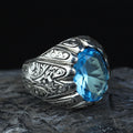 925 Sterling Silver Aquamarine Ring for Men – Vintage Ottoman Style