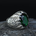 925 Sterling Silver Green Emerald Ring – Vintage Handmade Style