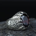 925 Sterling Silver Dark Red Garnet Ring – Vintage Handmade Style
