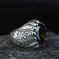 925 Sterling Silver Peridot Ring for Men – Vintage Ottoman Signet Style