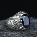 925 Sterling Silver Amethyst Ring for Men – Handmade Vintage Style