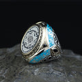 925 Sterling Silver Handmade Solomon Signet Ring, Turquoise Stone King Solomon Signet Ring, Gift For Men