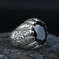 Silver Black Moissanite Ring for Men – Ottoman Style. 925