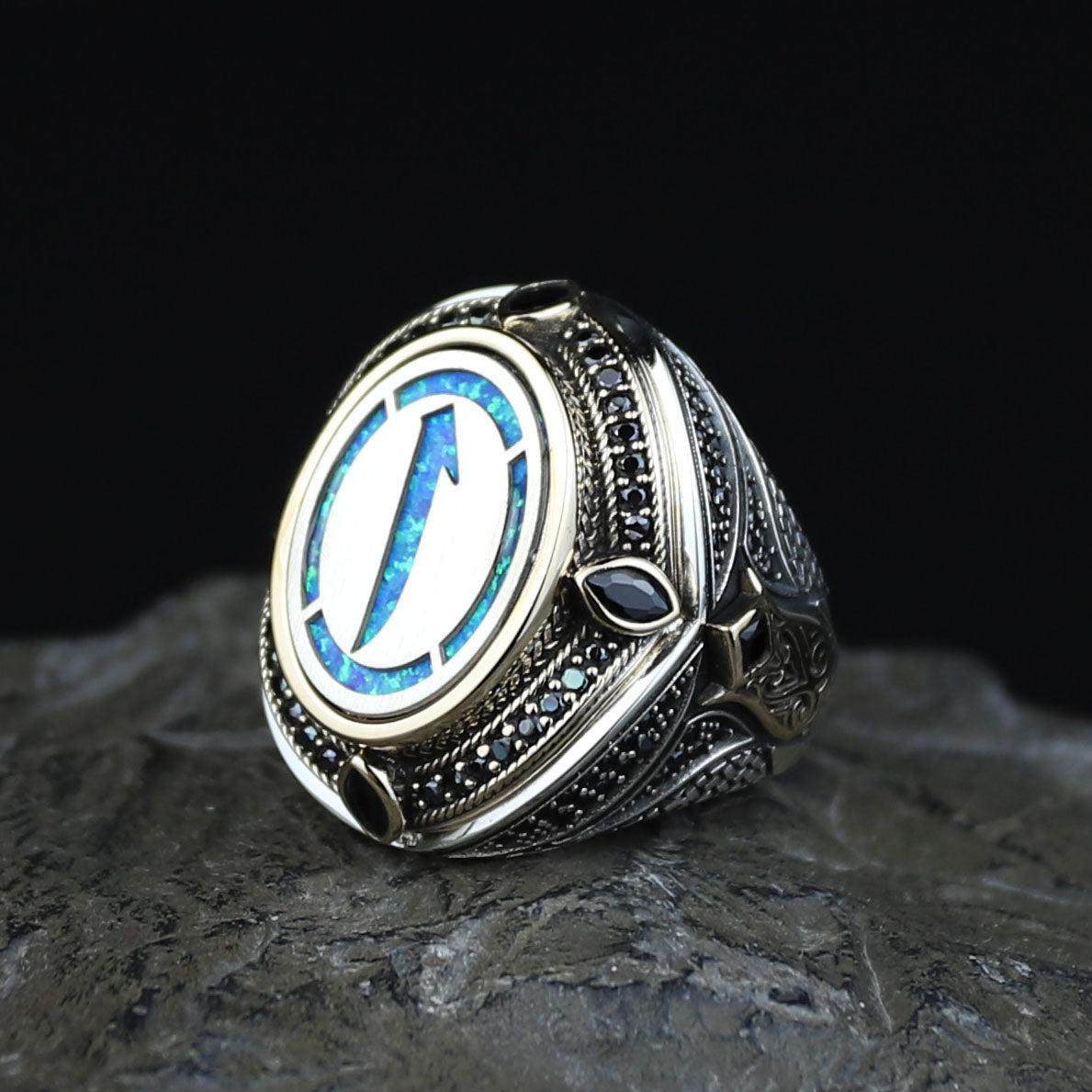 925 Sterling Silver Islamic Handmade Ring, Elif Arabic Signet Ring, Handmade Muslim Ring