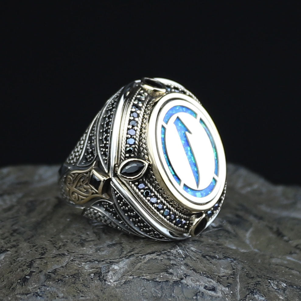 925 Sterling Silver Islamic Handmade Ring, Elif Arabic Signet Ring, Handmade Muslim Ring