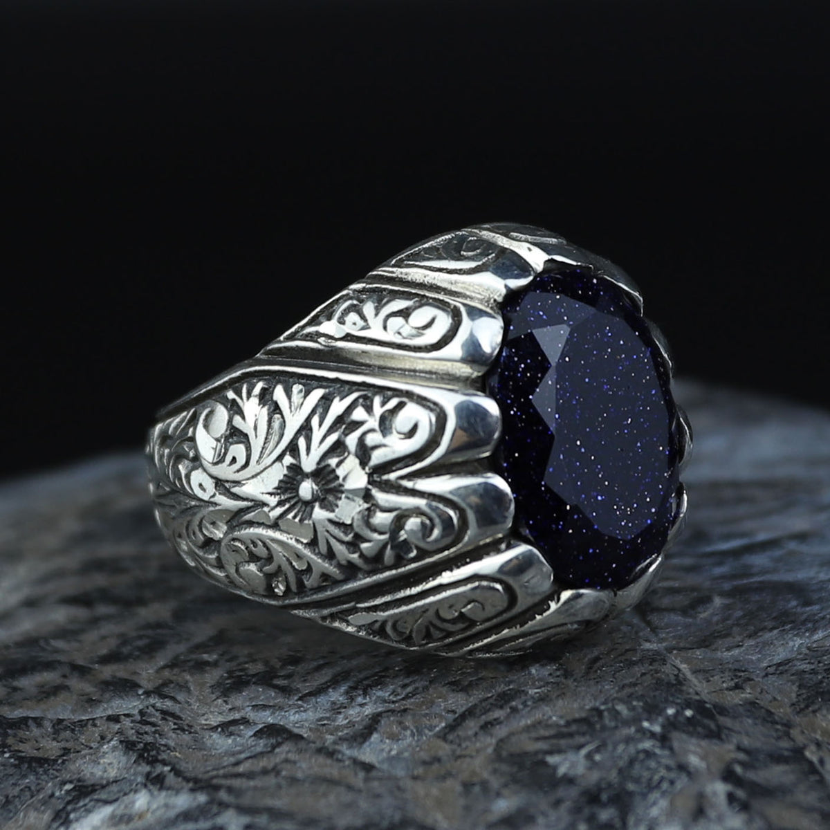 Star Stone Ring for Men – Handmade Vintage Style 925 Sterling Silver