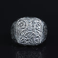 Silver Engraved Gothic Ring, Statement Engraved Signet Ring, Hand Engraved Signet Ring, Unisex Band Ring