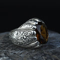 Silver Sultanite Ring for Men – Vintage Engraved Signet Style