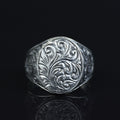 Silver Engraved Gothic Ring, Statement Engraved Signet Ring, Hand Engraved Signet Ring, Unisex Band Ring, 925k Sterling Silver