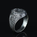 Silver Engraved Gothic Ring, Statement Engraved Signet Ring, Hand Engraved Signet Ring, Unisex Band Ring, 925k Sterling Silver