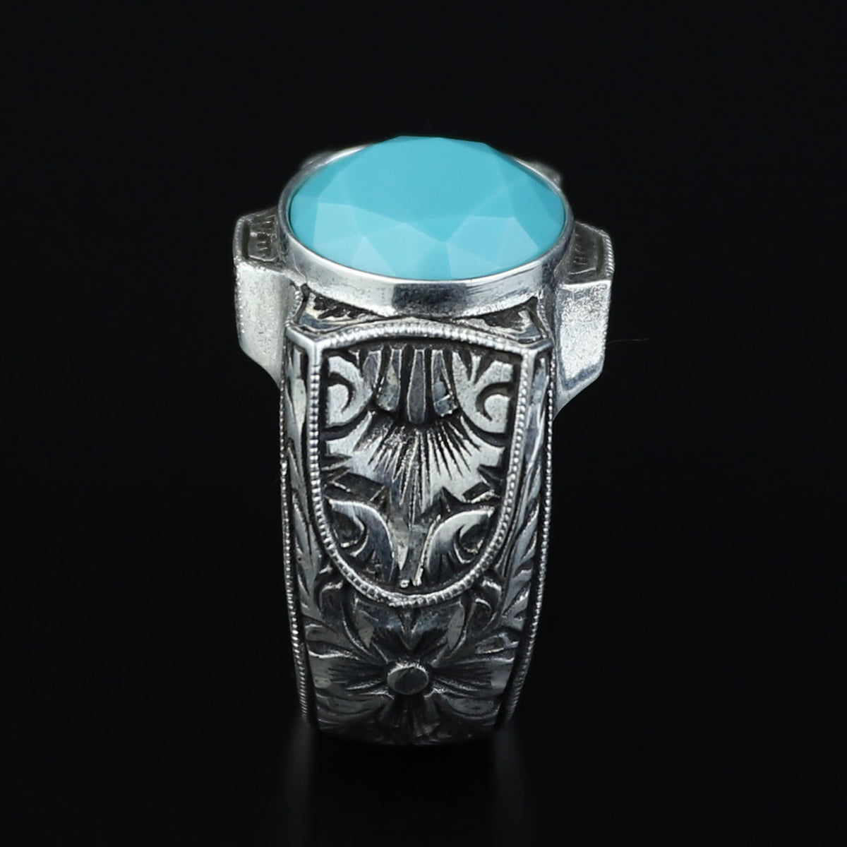 925 Sterling Silver Turquoise Ring for Men – Handmade Vintage Style