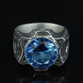 925 Sterling Silver Aquamarine Ring – Vintage Ottoman Signet Style