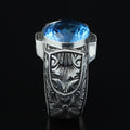 925 Sterling Silver Aquamarine Ring – Vintage Ottoman Signet Style