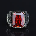 925 Silver Garnet Dragon Ring, Gothic Silver Dragon Ring, Ruby Red Unique Ring, 925k Sterling Silver , Gift For Him