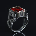 925 Silver Garnet Dragon Ring, Gothic Silver Dragon Ring, Ruby Red Unique Ring, 925k Sterling Silver , Gift For Him