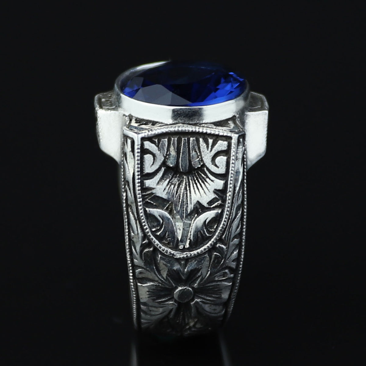 925 Sterling Silver Sapphire Ring for Men – Vintage Signet Style