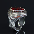 Men 925 Silver Ruby Stone Ring, Vintage Silver Red Gemstone Ruby Ring, Dark Stone Ruby Ring, Father Day Gift, Gift For Men