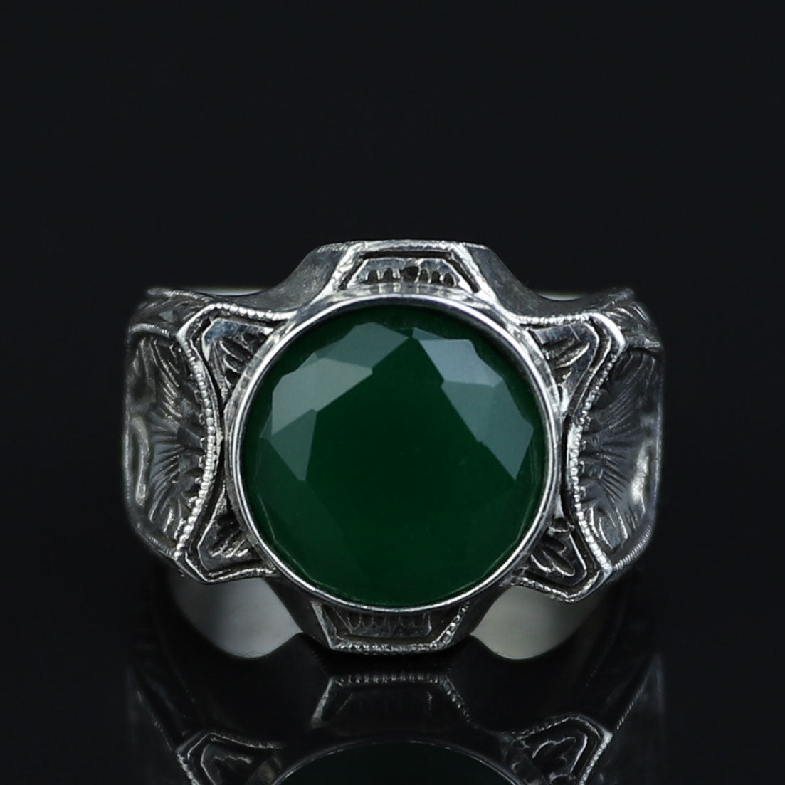 925 Sterling Silver Jade Ring for Men – Vintage Ottoman Style