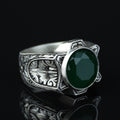 925 Sterling Silver Jade Ring for Men – Vintage Ottoman Style