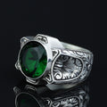 925 Sterling Silver Green Emerald Ring for Men – Handmade Vintage Style