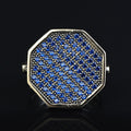 Men Blue Sapphire Stone Signet Ring, Multi Sapphire Stone Ring, Turkish Handmade Ottoman Ring , Father Day Gift, 925k Sterling Silver Ring