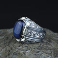 925 Sterling Silver Handmade Blue Tiger Eye Gemstone Ottoman Style Ring