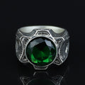 925 Sterling Silver Green Emerald Ring for Men – Handmade Vintage Style