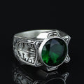 925 Sterling Silver Green Emerald Ring for Men – Handmade Vintage Style