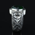 925 Sterling Silver Green Emerald Ring for Men – Handmade Vintage Style