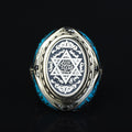 925 Sterling Silver Handmade Solomon Signet Ring, Turquoise Stone King Solomon Signet Ring, Gift For Men