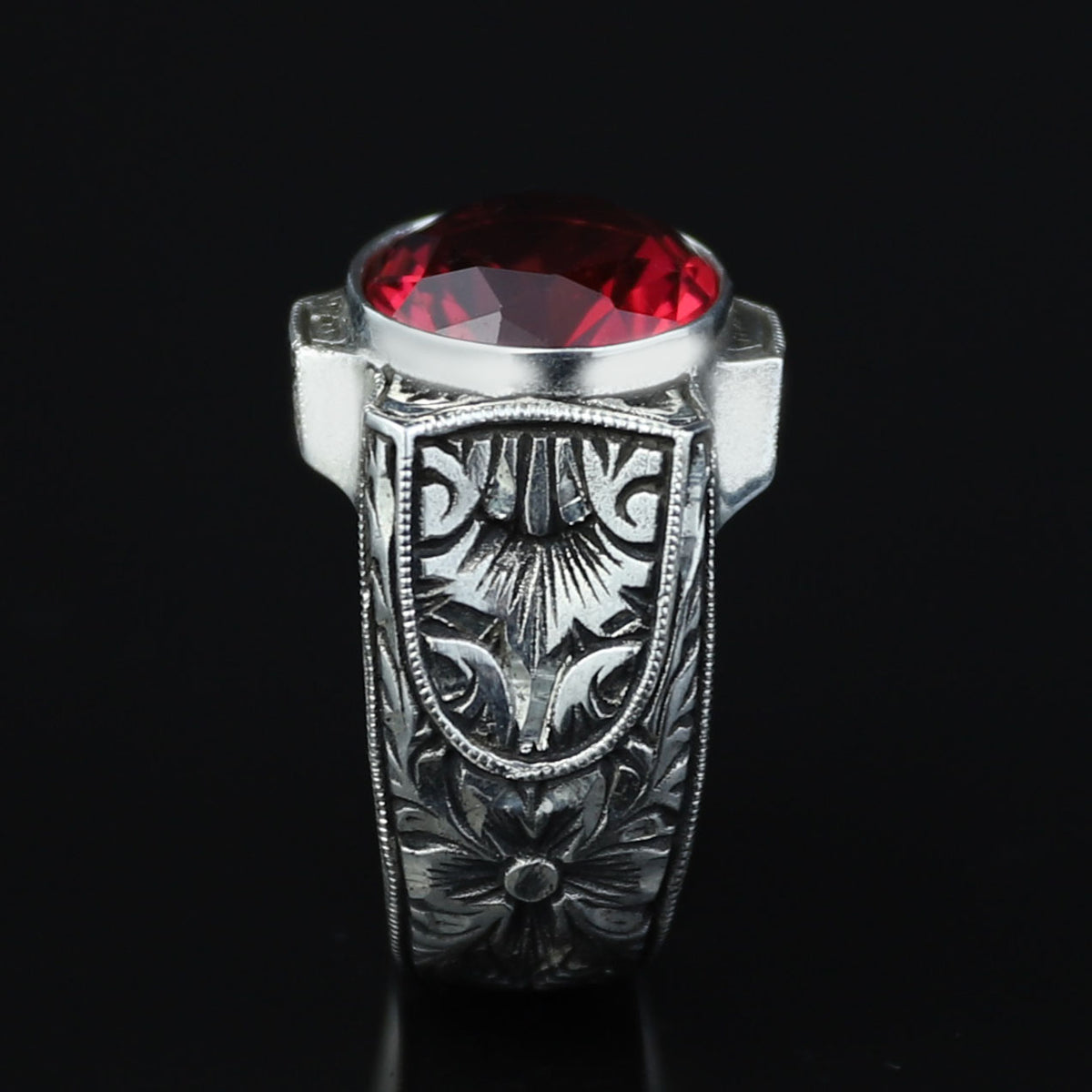 925 Sterling Silver Ruby Ring for Men – Handmade Vintage Style