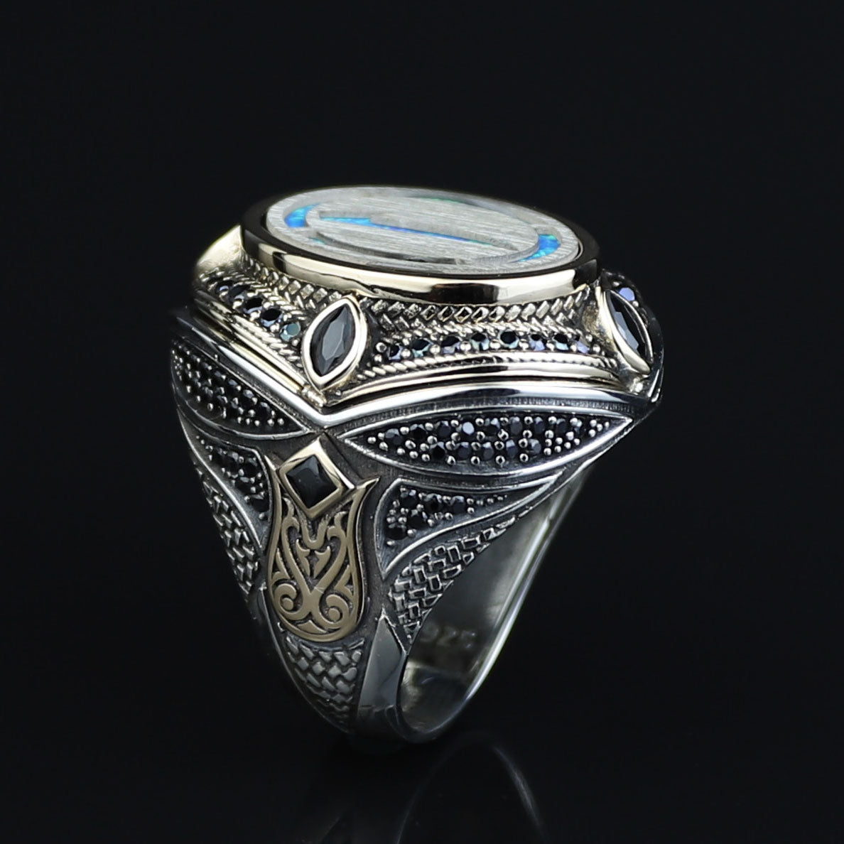 925 Sterling Silver Islamic Handmade Ring, Elif Arabic Signet Ring, Handmade Muslim Ring
