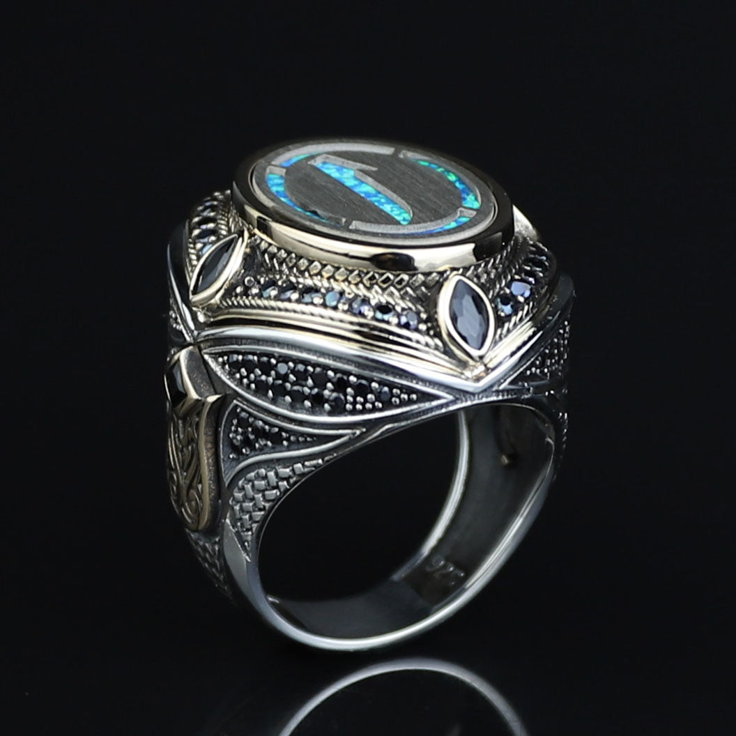925 Sterling Silver Islamic Handmade Ring, Elif Arabic Signet Ring, Handmade Muslim Ring