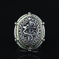 925 Sterling Silver Emerald Stone Islamic Ring, Ottoman Style Handmade Arabic Ring, Gift For Men