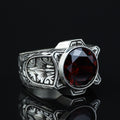 925 Sterling Silver Garnet Ring for Men – Handmade Vintage Style