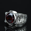 925 Sterling Silver Garnet Ring for Men – Handmade Vintage Style