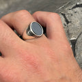 925 Sterling Silver Oval Black Onyx Signet Ring for Men