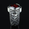 925 Sterling Silver Garnet Ring for Men – Handmade Vintage Style