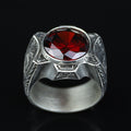 925 Sterling Silver Garnet Ring for Men – Handmade Vintage Style