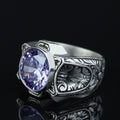 925 Sterling Silver Amethyst Ring for Men – Vintage Signet Style