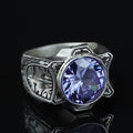 925 Sterling Silver Amethyst Ring for Men – Vintage Signet Style