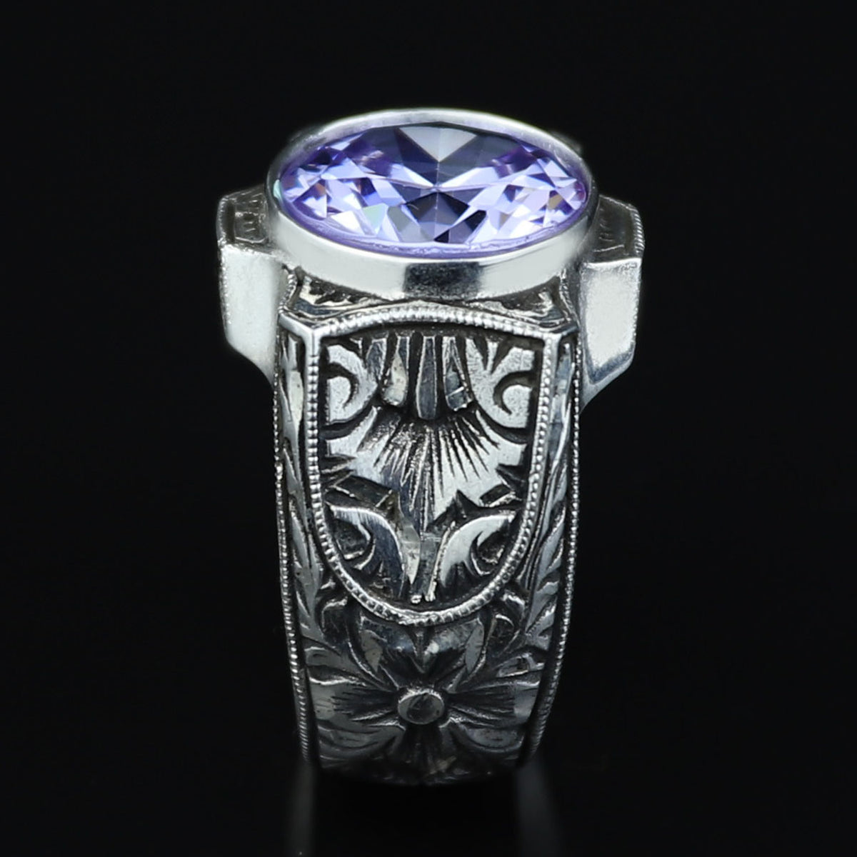 925 Sterling Silver Amethyst Ring for Men – Vintage Signet Style
